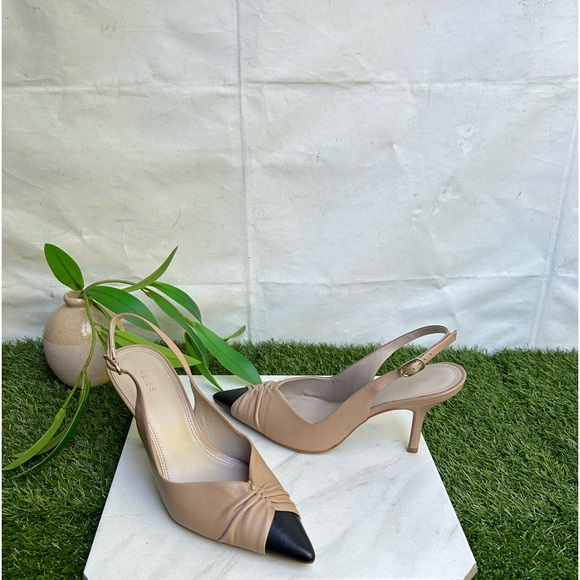 DELILAH
MID HEEL LEATHER
SLING BACK COURT
SHOES Nude size 38 US 8 - Picture 6 of 12